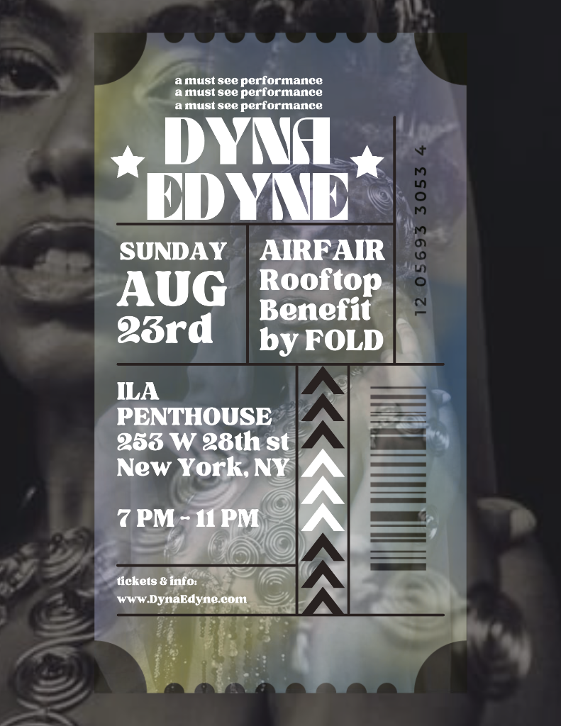 Dyna Edyne Sunday Aug 23rd AIRFAIR Rooftop Benefit Flyer Dark Theme